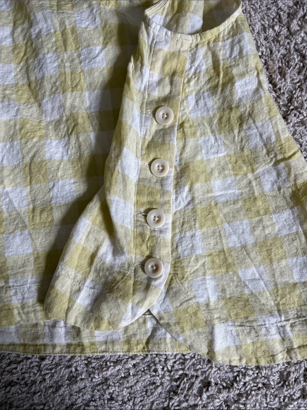 Madewell Yellow and White Checkered 100% Cotton Tank Top - Picture 3 of 4